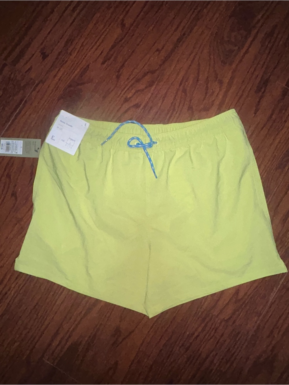 Goodfellow & Co Lime Green Men's Swim Trunks with Blue Drawstring